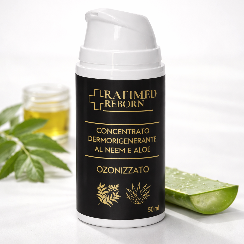 Concentrato Dermorigenerante Neem e Aloe Ozonizzato Rafimed — trattamento pelle secca