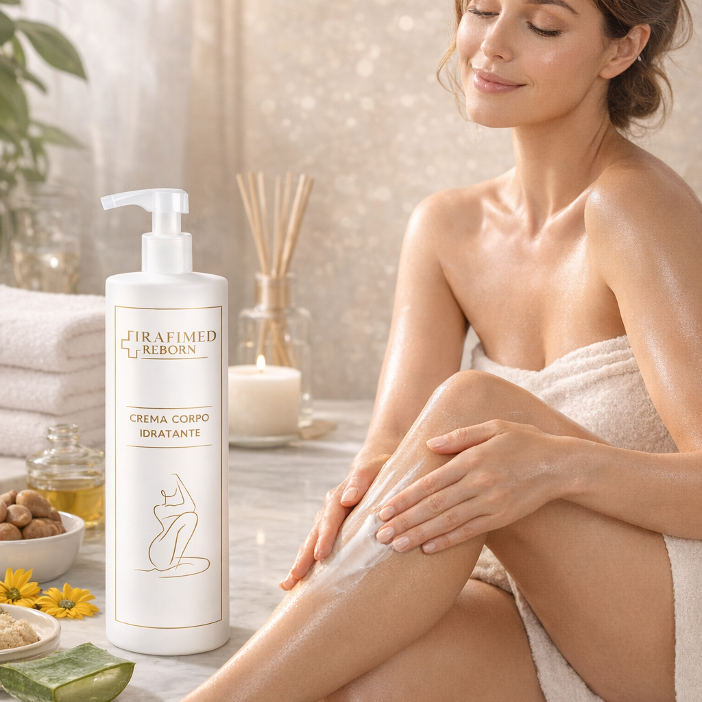 Crema Corpo Idratante Naturale Rafimed — applicazione pelle disidratata Puglia
