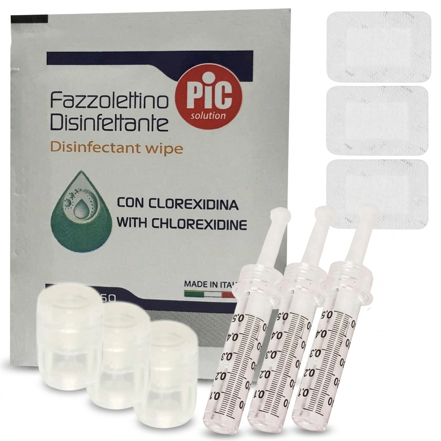 Kit completo per infiltrazioni senza ago Comfort-In con 3 ricariche, adattatori e accessori per uso professionale sanitario