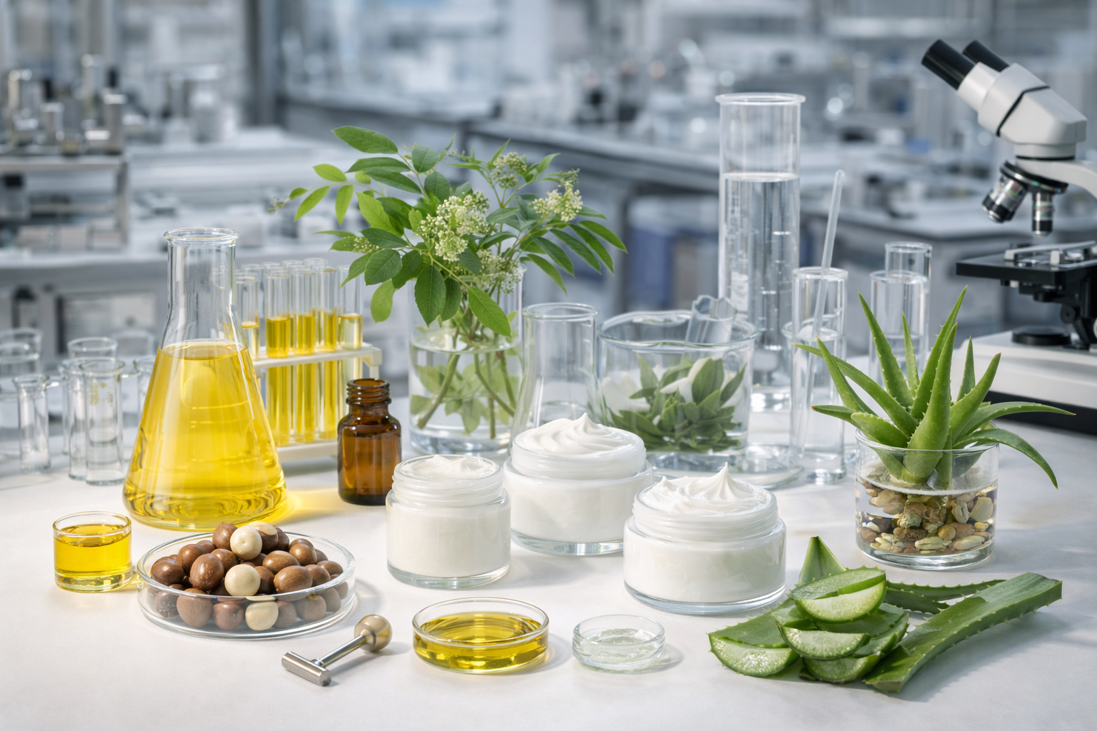 Laboratorio cosmetici naturali Rafimed — ingredienti naturali olio Neem Aloe per skincare ozonizzata Puglia