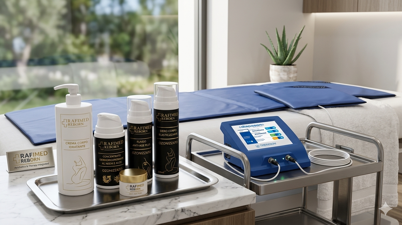 Rafimed Reborn — linea skincare ozonizzata e dispositivo TMR terapia magnetica risonante per trattamenti medici avanzati, Puglia